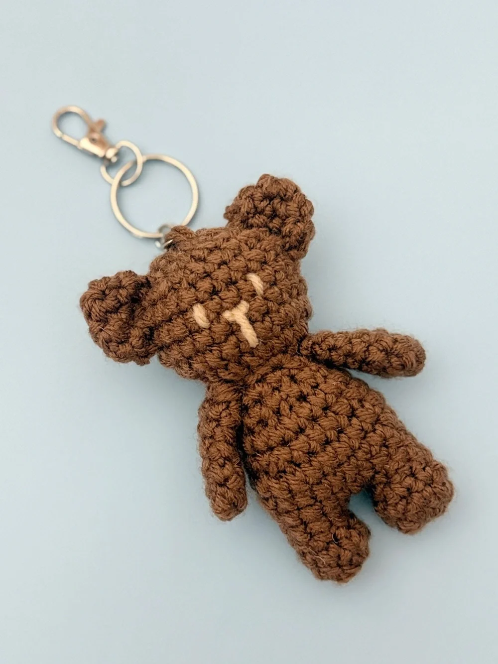 Handmade Crochet Brown Bear Keychain Amigurumi